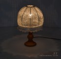 2 rustykalne lampki na stolik z dzierganymi ręcznie abażurami