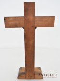 Drewniany krzyż łaciński z figurką Jezusa Chrystusa antyk kościelny zabytkowy