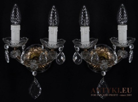2 Kryształowe kinkiety. Lampy ścienne z kryształami.