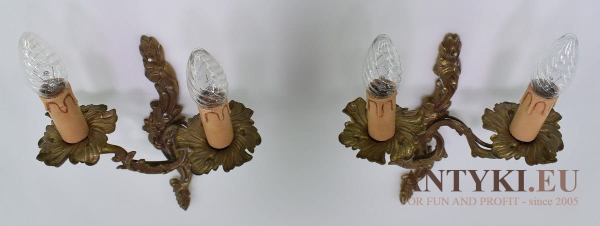 2 dworskie kinkiety barokowe lampki ścienne rokoko barok antyki