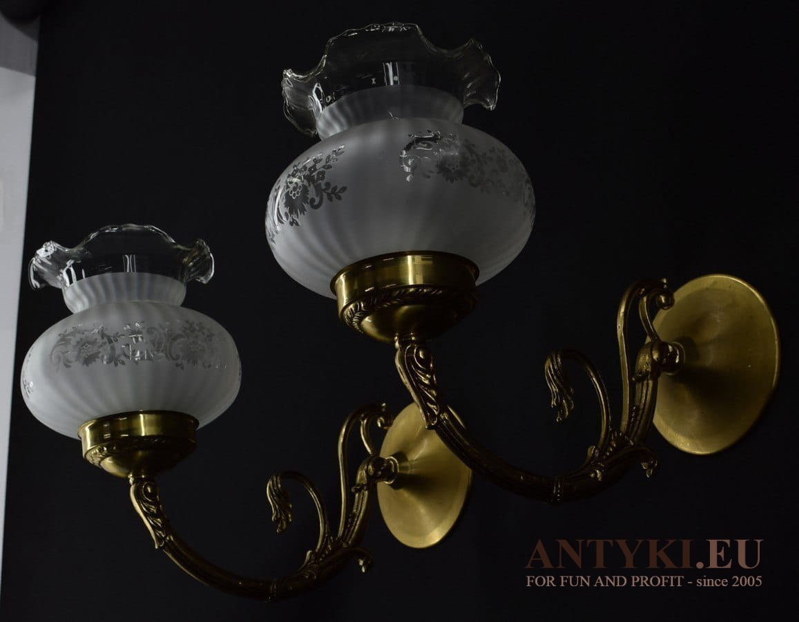2 kinkiety złote z kloszami lampy ścienne luksusowe lampy dworskie pałacowe