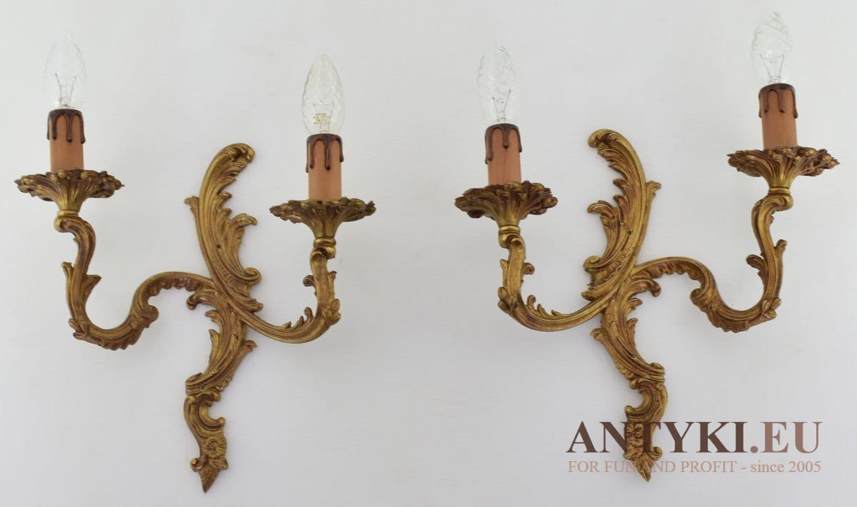 2 pałacowe kinkiety barok rokoko bogato zdobione lampy ścienne rokokowe barokowe antyki