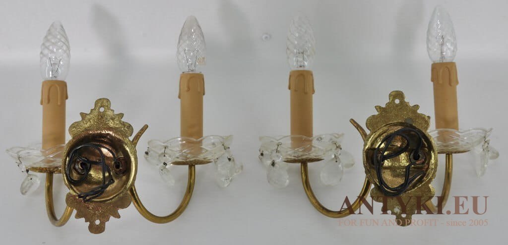 2 stare lampki z kryształami. Kinkiety rustykalne.