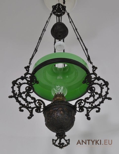 Antyk - stara secesyjna lampa z Francji. Art Nouveau Jugendstil Secesja.