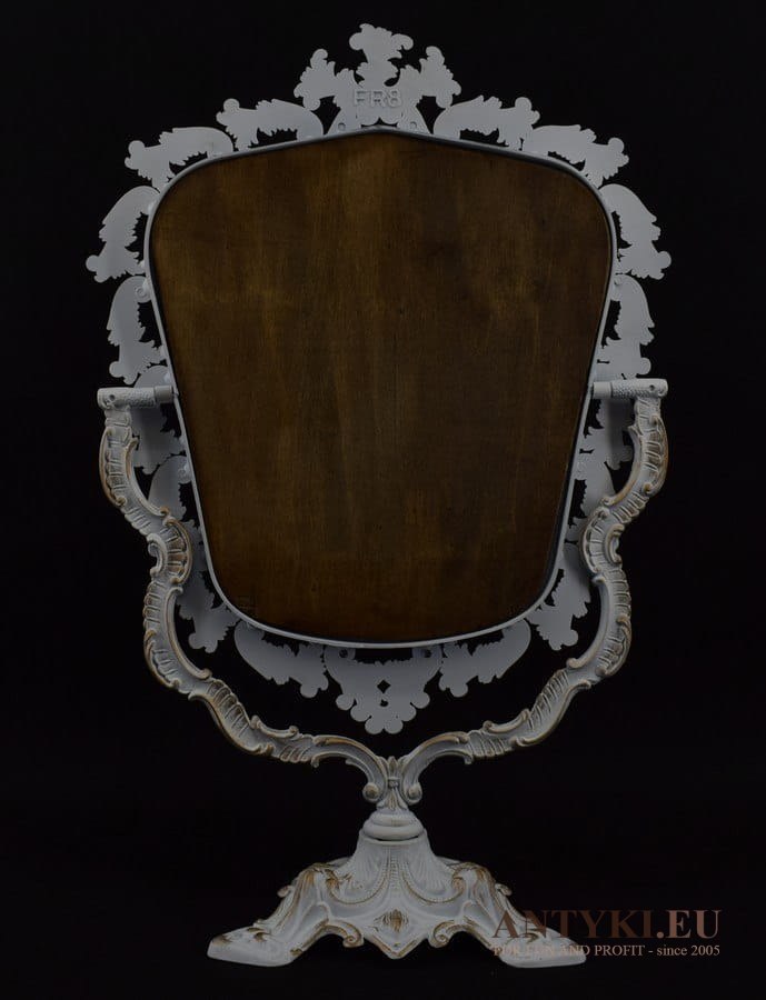 Barokowe lusterko na stolik białe lustro w stylu barok rokoko retro vintage antyk