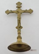 Bogata zdobiona pasyjka z Jezusem Chrystusem krzyżyk mosiężny antyk wykwintny