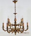 Bogaty żyrandol pałacowy. Stylowy chandelier mosiężny 12 ramienny. Antyki zamkowe.