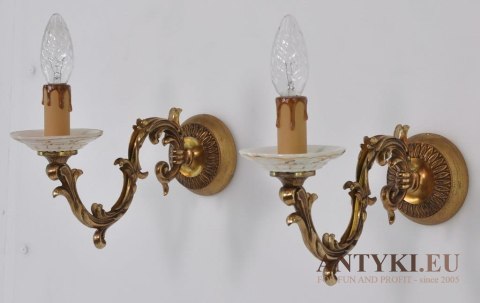 Stare rustykalne kinkiety z porcelaną lampki ścienne