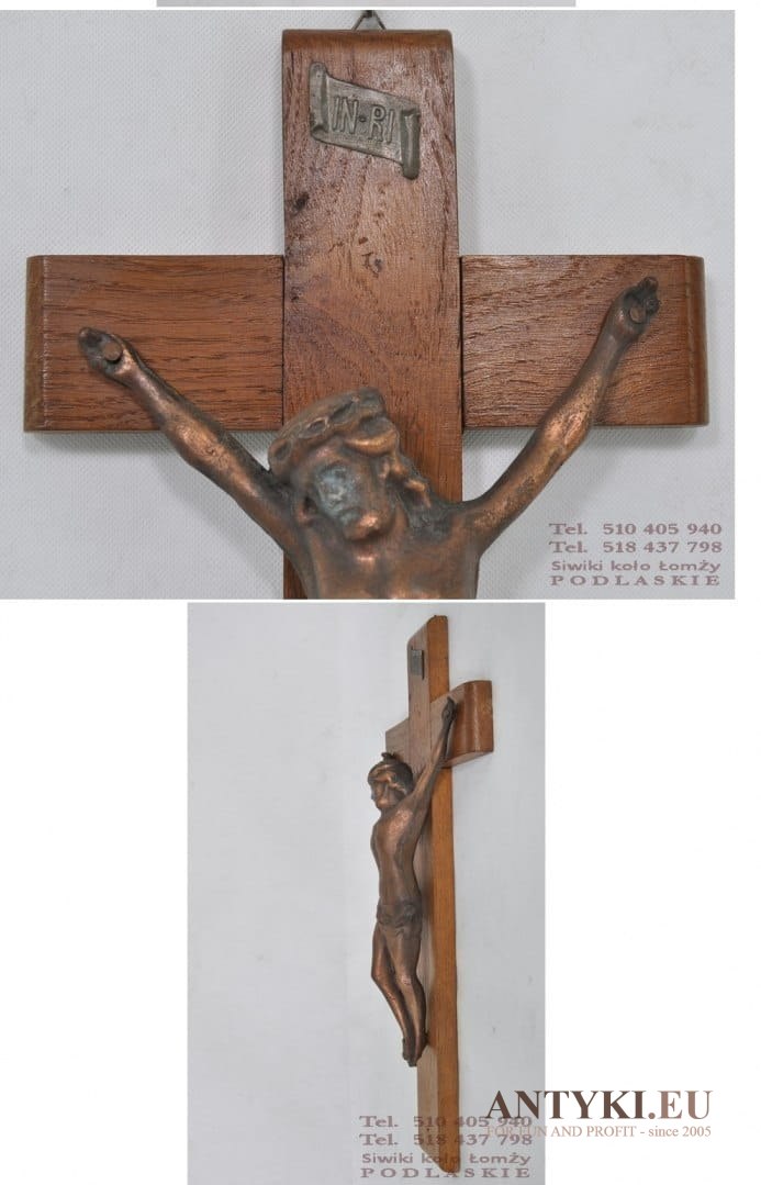 Stary, drewniany krzyż z Jezusem na ścianę