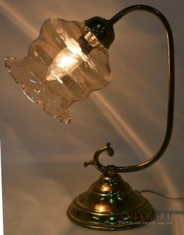 Starodawna lampka nocna stołowa z kloszem. Lampa retro vintage antyk.