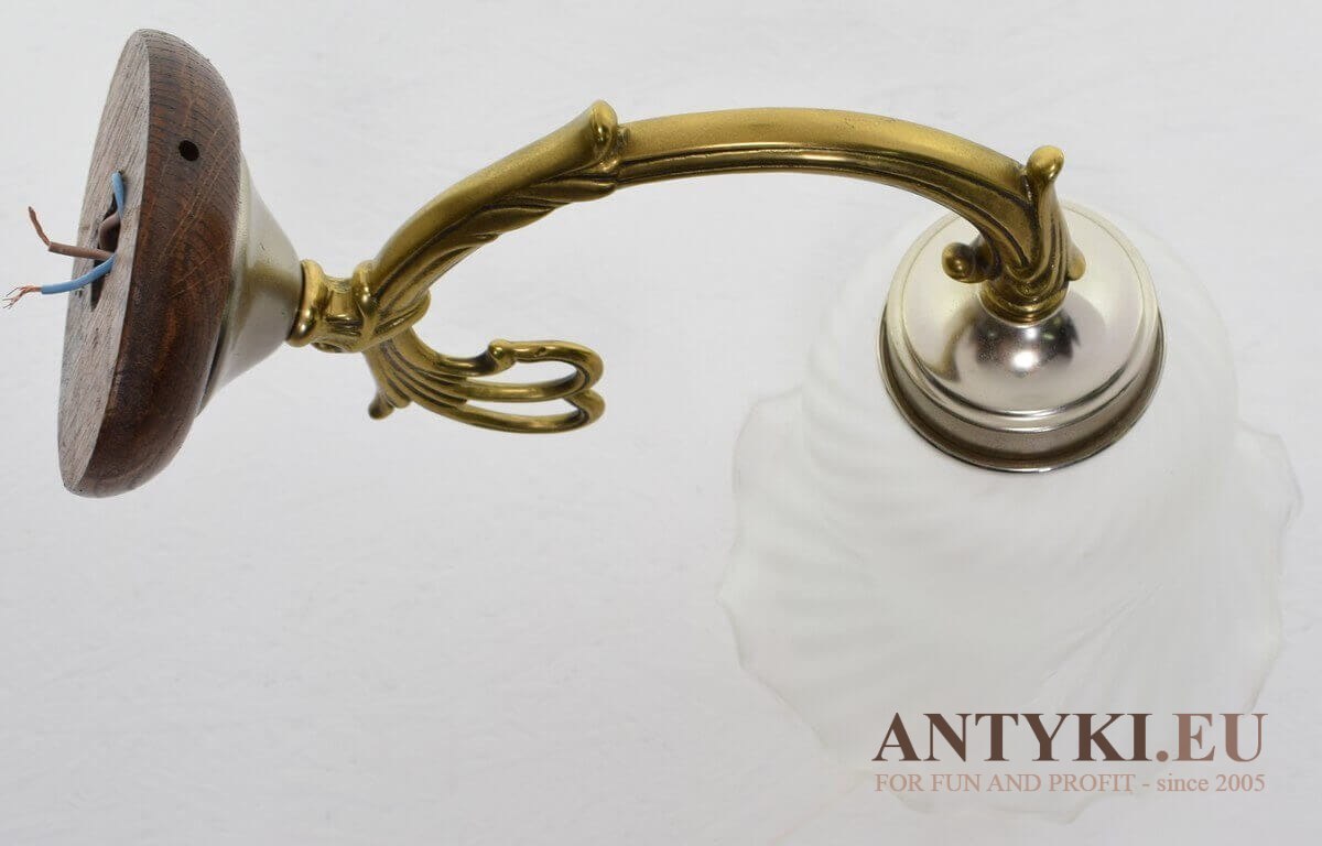 Starodawne kinkiety z kloszami srebrno złote lampki ścienne do holu salonu łazienki