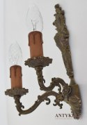 Stary kinkiet stylowy antyk retro lampa dwuramienna mosiężna w babcinym stylu retro.