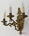 Stylowy kinkiet potrójny lampka ścienna z 3 świecznikami zabytkowa lampa ścienna