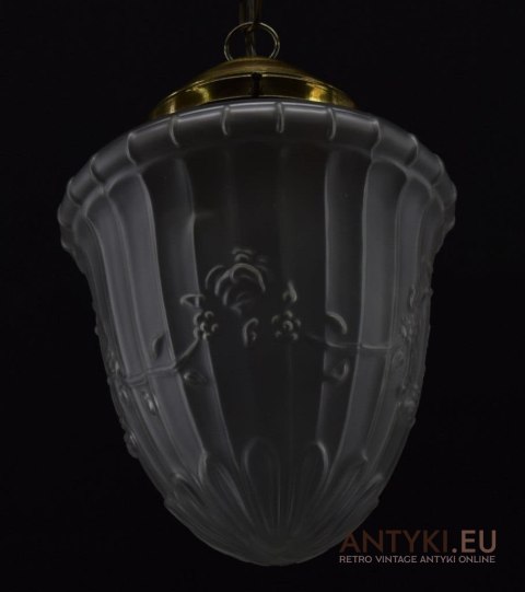 Sylowa lampa wisząca z pięknym kloszem. Klasyczna lampa sufitowa do ganku, holu, wiatrołapu. Oświetlenie vintage.