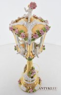 Unikatowa lampa ceramiczna stołowa lampion latarnia z amorami anioły cherubinki