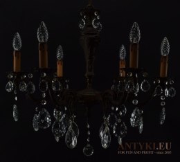 Unikatowy żyrandol z brązu ciemny kolor lampa wisząca pałacowa z kryształami