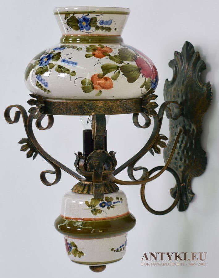 Wiejski kinkiet góralski lampka na ścianę ceramiczna lampa ścienna Kaiser rustykalne oświetlenie
