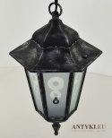 Wisząca lampa ogrodowa czarno srebrna lampka na zewnątrz w stylu retro vintage