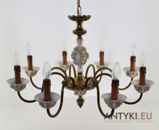 Włoski żyrandol salonowy chandelier do sypialni porcelanowy antyk ekskluzywny