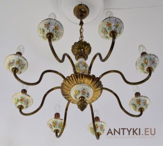 Włoski żyrandol salonowy chandelier do sypialni porcelanowy antyk ekskluzywny