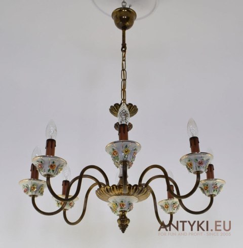 Włoski żyrandol salonowy chandelier do sypialni porcelanowy antyk ekskluzywny