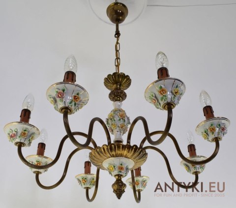 Włoski żyrandol salonowy chandelier do sypialni porcelanowy antyk ekskluzywny