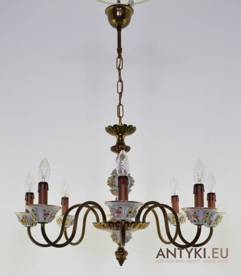 Włoski żyrandol salonowy chandelier do sypialni porcelanowy antyk ekskluzywny