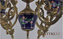 Antyczny granatowy żyrandol wiktoriański z porcelany.