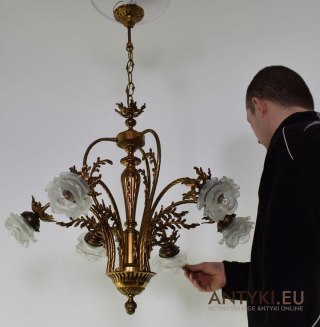 Zabytkowa lampa secesyjna żyrandol art nouveau jugendstil antyczne oświetlenie