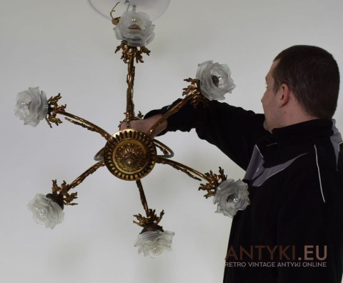 Zabytkowa lampa secesyjna żyrandol art nouveau jugendstil antyczne oświetlenie