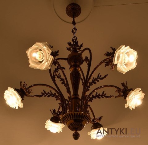 Zabytkowa lampa secesyjna żyrandol art nouveau jugendstil antyczne oświetlenie