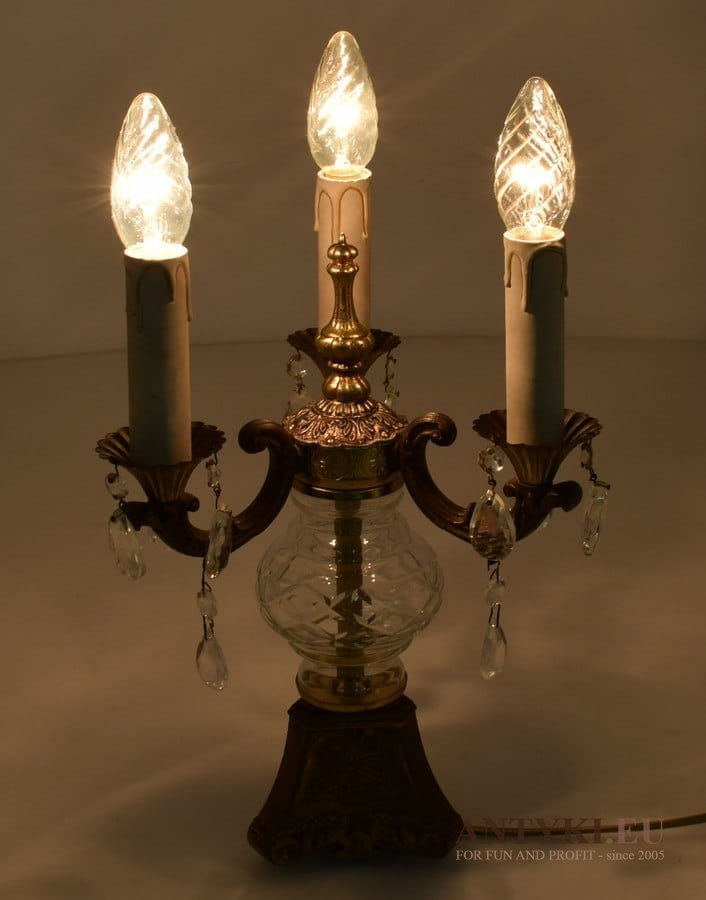 Zabytkowa lampa stołowa antyczna ekskluzywna lampka na stolik oświetlenie wytworne