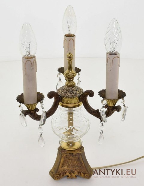 Zabytkowa lampa stołowa antyczna ekskluzywna lampka na stolik oświetlenie wytworne