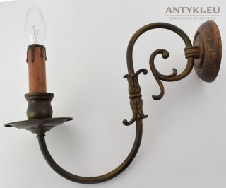 Zabytkowe ciemne kinkiety z brązu antyki do dworku pałacyku lampy zamkowe