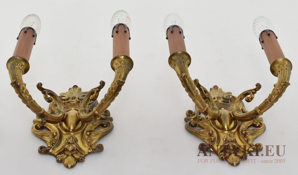 Zabytkowe kinkiety Ludwik XVI antyczne lampy ścienne pałacowe dworskie