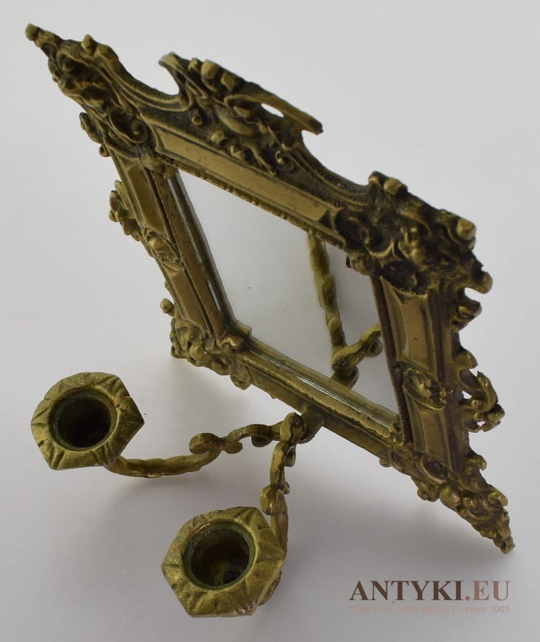 Zabytkowe lusterko ze świecznikiem antyk pałacowy lustro malutkie
