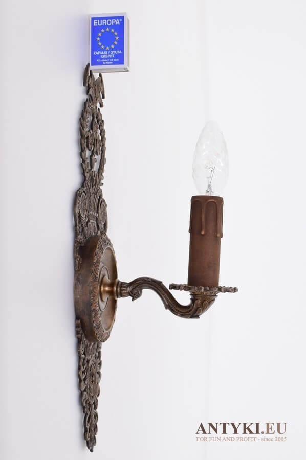 Zabytkowy kinkiet pałacowy lampka antyczna do dworku pałacu antyczne oświetlenie