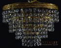 Zabytkowy plafon kryształowy lampa okrągła z kryształami mały plafonik antyk