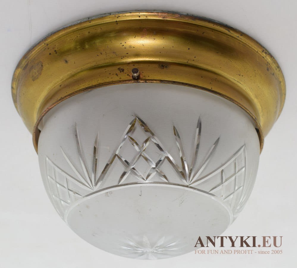 Zabytkowy plafon muzealna lampa okrągła sufitowa z 1900 roku prawdziwy antyk do dworu (nr.121)