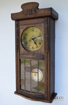 Zabytkowy zegar skrzyniowy antyczny wiszący ścienny zegar z witrażem