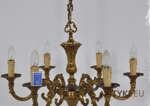 Zabytkowy żyrandol do zamku pałacu. Chandelier barokowy rokokowy. Antyki salonowe