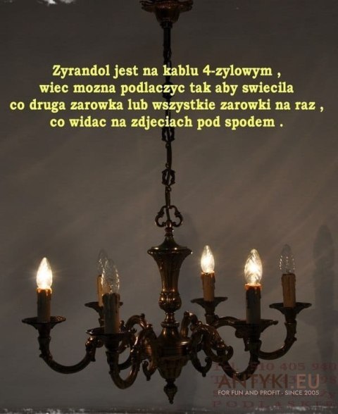 Zabytkowy żyrandol do zamku pałacu. Chandelier barokowy rokokowy. Antyki salonowe