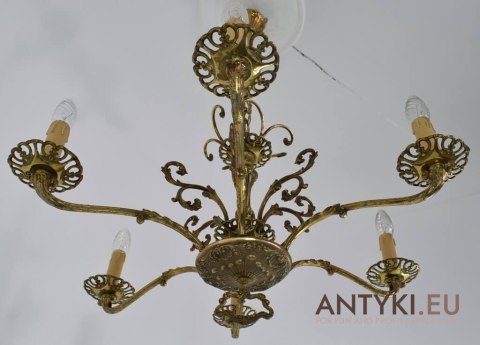 Zabytkowy żyrandol secesyjny. Art nouveau Secesja Jugendstil. Antyki z muzeum.