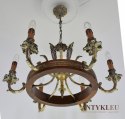 Zamkowy żyrandol okrągły do kuchni ganku lampa w stylu rycerskim rustykalna