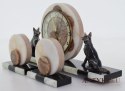 Zegar kominkowy Art Deco z przystawkami Fifgurki owczarków antyk do salonu TEDD