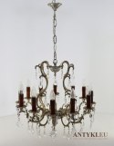 Antyczny chandelier do salonu. Zjawiskowy srebrny żyrandol kryształowy.
