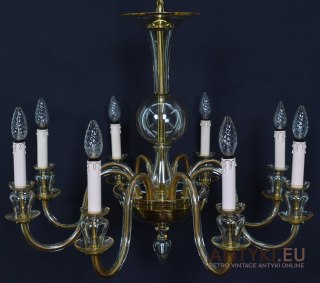 Szkalny żyrandol 8 ramienny. Bohemia chandelier.