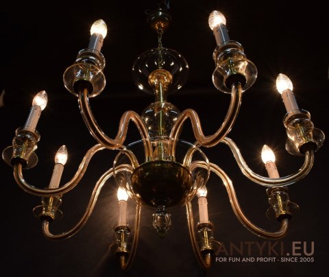 Szkalny żyrandol 8 ramienny. Bohemia chandelier.