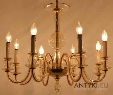 Szkalny żyrandol 8 ramienny. Bohemia chandelier.