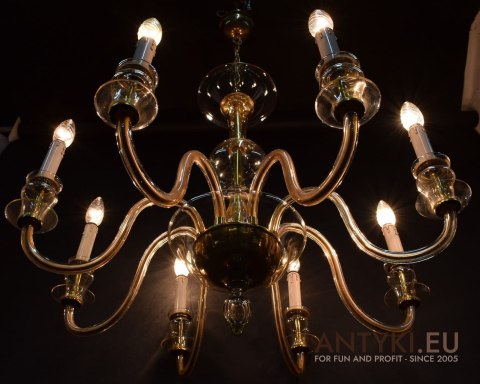 Szkalny żyrandol 8 ramienny. Bohemia chandelier.